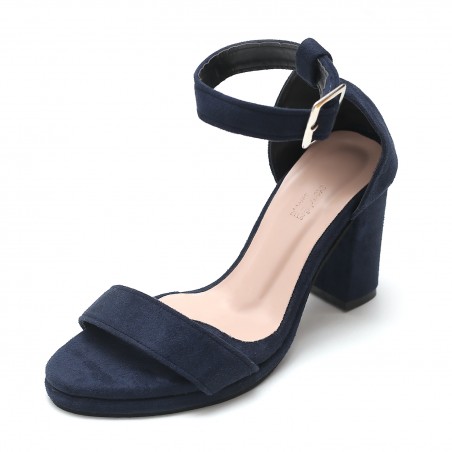 BLUE SUEDE PLATFORM ANKLE STRAP BLOCK HEELS – SEREPPU