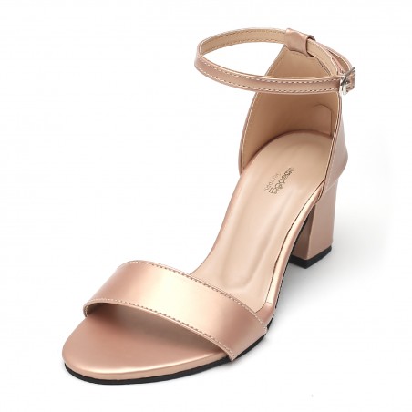 ROSE GOLD ANKLE STRAP BLOCK HEELS SEREPPU