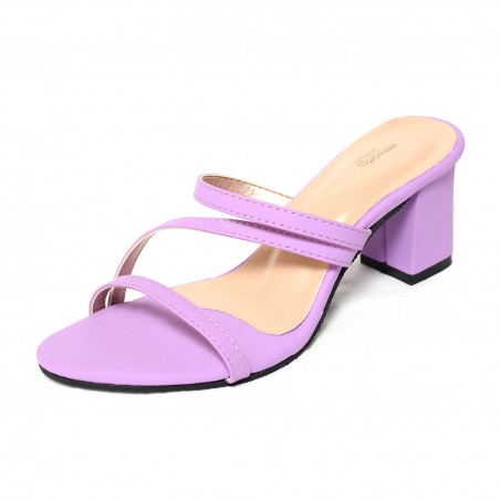 LILAC STRAPPY SLIP ON BLOCK HEELS – SEREPPU