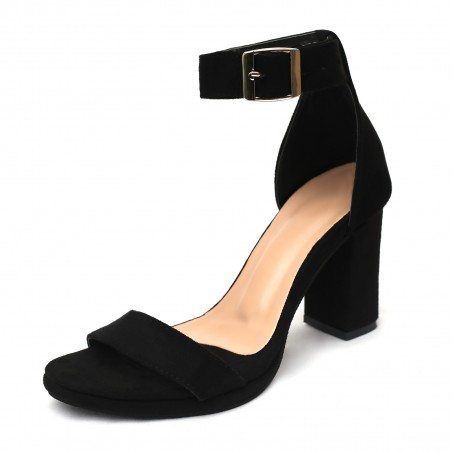 BLACK SUEDE ANKLE STRAP PLATFORM BLOCK HEELS – SEREPPU