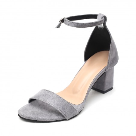 GREY SUEDE ANKLE STRAP BLOCK HEELS – SEREPPU